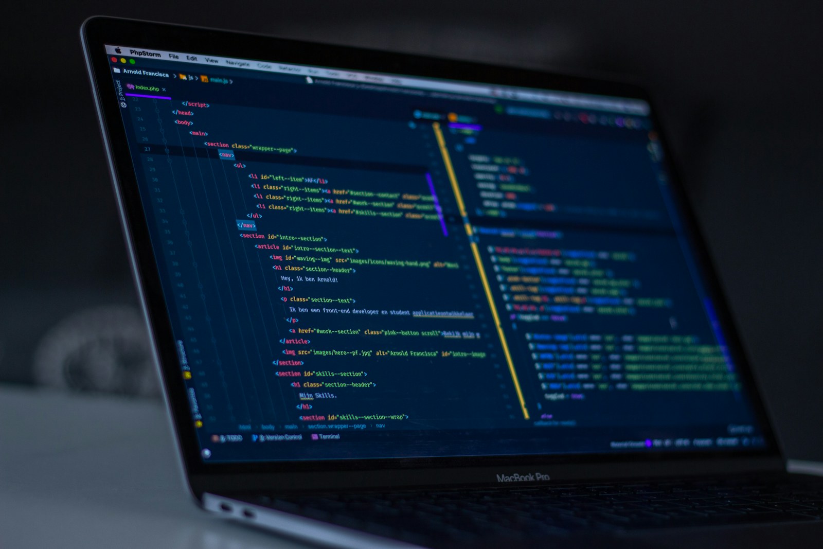 A focused software workspace with code on screen